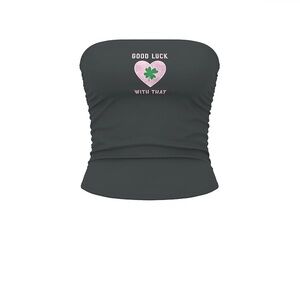 All-Day Cotton™ Side-Ruched Tube Top – Mineral Grey St. Paddy’s Day